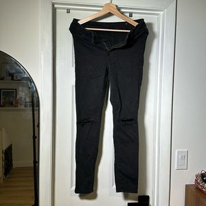 AE Next Level Super High-Waisted Jegging Black Distressed, 8